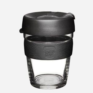 KeepCup Reusable Glass Coffee Cup with Black Lid